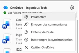 Ingenious Tech - OneDrive Paramètres