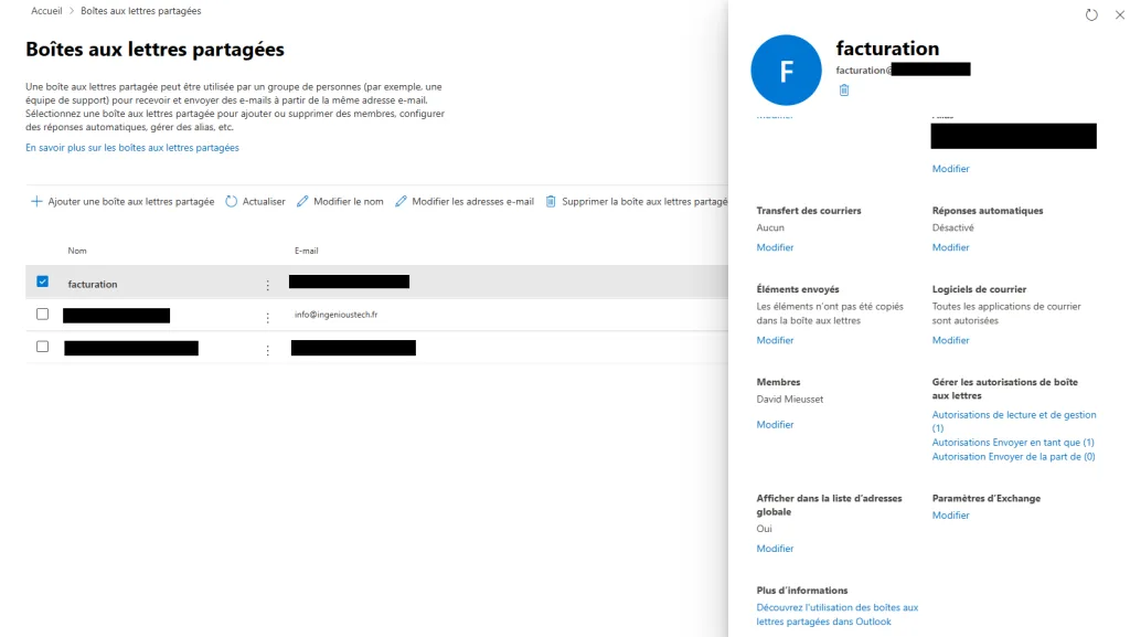 Ingenious Tech - Outlook Gestion Boîte aux lettres partagée